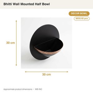 Handmade 30 cm Aluminium Half Bowl Matte Black Copper Band Wall Hung Bhitti Wall Mounted Decor for Home Decorative Storage Boxes - Product Image 3