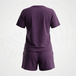 Conjunto de 2 Piezas para Mujer, Camiseta de Manga Corta y Pantalones Cortos por Encima de la Rodilla, Estampado Floral, Ropa Casual, Traje de Poliéster Tejido - Product Image 2