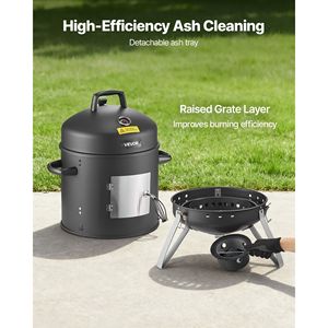 Barbecue vertical au charbon de bois de 16 pouces en acier revêtu avec 2 grilles de cuisson et thermomètre, aérations - Product Image 5