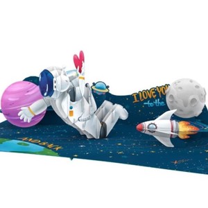 Tarjetas de felicitación 3D con diseño de astronauta, tarjeta con estampado de dibujos animados en 3D con sobre, 12,7x17,8 cm, tarjeta de felicitación para el día de San Valentín, tarjeta emergente 3D - Product Image 3