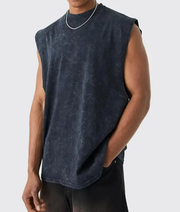 Oversized Heavy Cotton Workout Gym Tank Top Sleeveless Cut Off Muscle <b>Shirts</b> Acid Wash Tshirts Hot Sale Sleeveless <b>Shirts</b> - Product Image 4