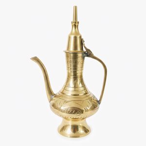 Carafe à eau Aftaba en laiton, artisanale indienne traditionnelle, avec long bec verseur, poignée et motif floral gravé pour la maison - Product Image 2