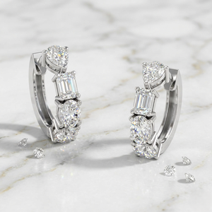 Pendientes de Aro Huggie con Diamantes Cultivados en Laboratorio de 2.15CTW, Corte Mixto, Engaste de Garras, Baño de Oro de 9k, Color E, Certificados - Product Image 3