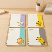 Juego de 4 Cuadernos Espiral PP con Diseño de Pikachu, Papelería Coreana para Niños, Regalo de Anime, Modelo AB0184, Venta al Por Mayor