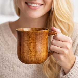 Vajilla rústica artesanal de madera, taza ecológica hecha a mano, taza geométrica de madera hecha a mano, taza de té de madera maciza - Product Image 4