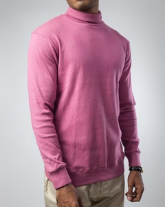 Factory Wholesale <b>Men</b>’s Long Sleeve T-<b>Shirt</b> Ribbed Turtleneck OEM Custom Logo Multicolor High-Quality Cotton/Poly Blend 220 GSM - Product Image 3