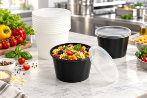 Contenants alimentaires en plastique PP noir avec couvercles transparents, compatibles micro-ondes, pour la préparation des repas et l'emballage à emporter - Product Image 4