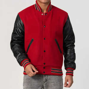 Chaquetas Varsity Letterman para Hombre, Chaqueta de Invierno Cálida Estilo Béisbol con Mangas de Cuero, Logotipo Bordado, Estilo Colegial - Product Image 3