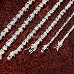 RB Gems Pass Hip Hop Iced 2.0mm-6.5mm Moissanite 925 Silver VVS Rose Gold Plated for Certified Rope <b>Chain</b> Necklace - Product Image 4