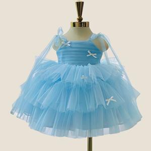 ชุดเดรสตาข่ายผูกโบว์สำหรับเด็กผู้หญิงชุดเดรสเจ้าหญิงสำหรับงานปาร์ตี้สั้นสไตล์แฟนซีเด็กอายุ12ปีผลิตจากเวียดนาม - Product Image 3