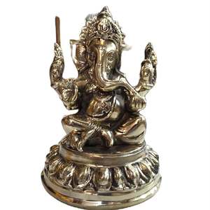 Figurine de Ganesha en laiton, artisanale, décoration religieuse pour la maison, artisanat métallique, plaqué or, gravure en relief - Product Image 1