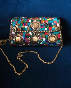 Bolso de Mano Tipo Clutch con Mosaico, Multifuncional, de Lona, para Viaje, Bordado a Mano, Estilo de Diseñador Indio, Color y Logotipo Personalizables - Product Image 1
