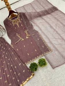Elegant Embroidered Salwar Kameez Set for Women – Floor-Length Designer Suit with <b>Tissue</b> Net Dupatta | Ethnic <b>Wedding</b> Wear - Product Image 6