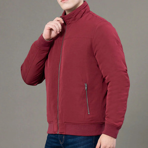 <b>Men's</b> Solid Color Fleece Bomber <b>Jacket</b> Stand Collar Zipper Closure Casual Autumn Wear Regular Fit Slim Style - Product Image 4