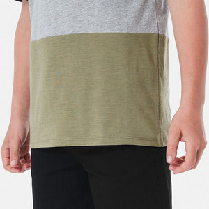 เสื้อยืดคอกลมแขนสั้นผู้ชาย ลายบล็อกสีสันสดใส สไตล์ลำลอง สำหรับวัยรุ่น ฤดูร้อน  ผ้าถักลายแบบกำหนดเองและผ้าถักแบบ Patchwork - Product Image 6