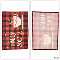Mantel Individual Navideño WUJI PL22003, Diseño Festivo a Cuadros Rojos y Negros, Poliéster, 29cm X 43cm, Opción de Logotipo Personalizado para Cenas Navideñas