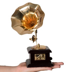 Gramófono Antiguo Cuadrado de Latón y Madera, Reproductor de Música Vintage, Decoración Coleccionable para el Hogar u Oficina, Artículo de Regalo - Product Image 5