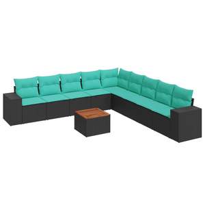 Juego de Sofás de Patio de 10 Piezas en Poliratán Negro con Cojines, Elegante Colección de Muebles para Exteriores - Product Image 2