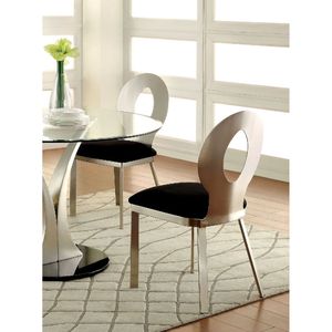 Set di 2 Sedie da Pranzo Contemporanee con Telaio in Metallo Argento, Seduta in Microfibra Nera, Schienale Ovale, Finitura Satinata e Verniciatura a Polvere per Sala da Pranzo - Product Image 4