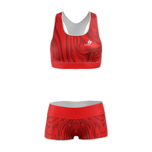 Conjunto de Yoga Ligero de 2 Piezas con Cintura Media, Top Corto con Cuello Redondo y Pantalones Cortos con Cintura Elástica, Elástico en 4 Direcciones y Transpirable - Product Image 1