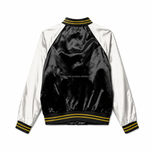 Veste universelle personnalisée en satin de polyester 100 %, imperméable, réversible, grande taille, tricotée, patchwork, style universitaire, broderie surdimensionnée - Product Image 2