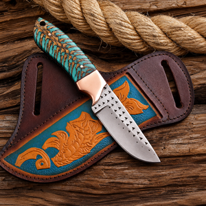 Cuchillo Vaquero Hecho a Mano de Acero D2, Mango de Piña, Funda de Cuero Tipo Pancake, Regalo para Ocasiones Especiales - Product Image 4