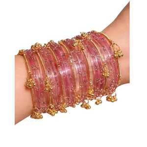 2026 Latest Designs Glass Pearl Churiyan <b>Bangles</b> Set Jewelry Women Custom Colors Sizes Traditional Kashmiri <b>Bangles</b> Girls - Product Image 1