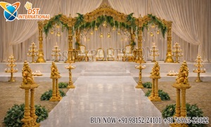 Mandap de mariage de style Grand Maharani, Mandap de mariage indien traditionnel avec piliers ornés, Mandap extérieur Raj Mahal USA - Product Image 6