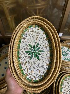 Bandeja de ratán tejida a mano con nácar para decoración del hogar, exhibición, regalo, hecha con materiales naturales de Vietnam - Product Image 2