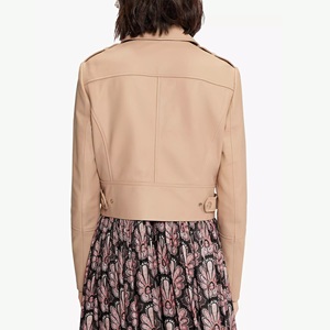 New 2026 Elegant Women's Premium Sheep Skin Trench <b>Jacket</b> Chic Plaid Design Breathable Eco-Friendly Windproof <b>Leather</b> <b>Jackets</b> - Product Image 2