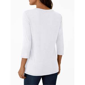 2025 femmes 3/4 longueur manches tunique plissée t-shirts printemps et automne tenues habillé affaires décontracté hauts en taille libre - Product Image 3