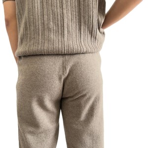 Ensemble deux pièces en cachemire pour homme, style japonais, anti-rides, respirant, tricoté, cardigan à manches courtes à simple boutonnage et pantalon long - Product Image 3