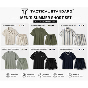 Tachtical Standard Men's Summer Casual Shirt And Shorts <b>Set</b> Breathable Lightweight Quick Dry Matching 2 Piece Outfit - Product Image 1