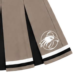 Ensemble d'uniforme de cheerleading taupe, noir et blanc, avec crop top sans manches à col en V et jupe plissée, pour spectacle de danse et équipe de cheerleading - Product Image 4