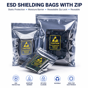 Custom 3 Mil Biodegradable PE/Aqueous Coated ESD Anti-Static Ziplock <b>Vacuum</b> <b>Bags</b> Reusable Dust-Free Protective Electronics - Product Image 6