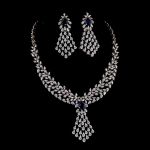 Ensemble de collier en argent S925 avec diamant de laboratoire de créateur, taille brillant rond |   Bijoux de mariage et de fête de luxe certifiés IGI - Product Image 1