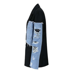 Nouvelle veste en jean oversize pour homme, style streetwear, col montant, logo frontal, vintage, manches longues - Product Image 3