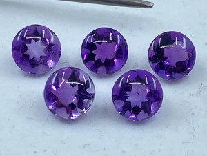 Lote de Gemas Sueltas de Amatista Brasileña, Corte Redondo, Calibradas de 7mm, para Joyería - Product Image 3