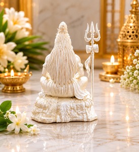 Idole de Mahadev plaquée argent 999 de Jaipur Metals |   Statue du Dieu Shiva 100% en laiton |   4 x 4,5 x 6,1 cm |   55 g |   Pooja et Cadeau - Product Image 4