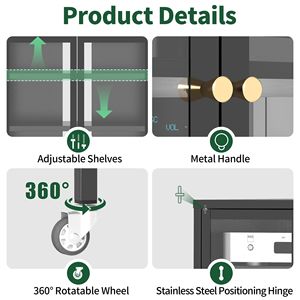 Mobiletto Porta TV da 91 cm con Ruote, 4 Ripiani in Vetro Regolabili, Anta e Struttura in Acciaio Resistente per Soggiorno - Product Image 6
