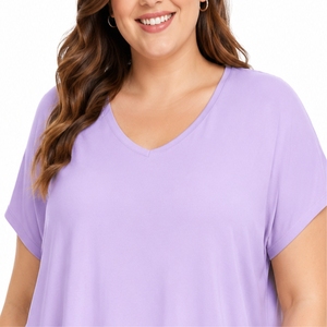 Camiseta personalizada de cuello en V para mujer, talla grande, algodón suave, ajuste cómodo, hecha a medida, informal, ropa personalizada, ajuste relajado para mujer - Product Image 5