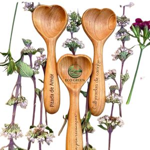 Cucharas Decorativas de Madera al por Mayor, Formas Únicas de Hoja, Flor y Cola de Pez, Mini Cucharas de Madera Natural para Postre, para Cafeterías y Hoteles - Product Image 1
