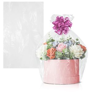 Lot de 500 sacs en poly transparents à gousset 12x8x24 pouces en plastique à fond plat de 2 mil d'épaisseur pour fleurs fraîches coupées à dessus ouvert étanche - Product Image 1