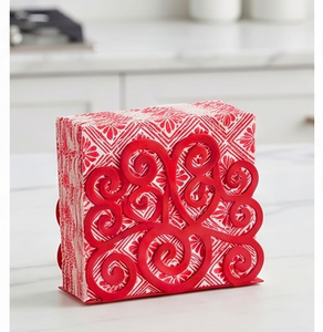 Porte-serviettes moderne en métal rouge au design chic, parfait pour la maison, la cuisine, la salle à manger et l'utilisation en restaurant - Product Image 5