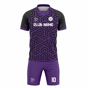 Men's Purple Geometric Soccer Jersey Short Sleeve Sublimated Print Quick Dry Football Uniform Adult Regular Fit By Prime <b>Power</b> - Product Image 2
