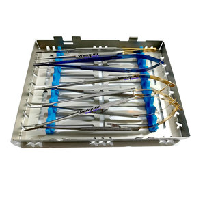 Oferta Especial: Caja de Esterilización de Acero para Instrumentos de Microcirugía Castroveijo de 5 Piezas, Certificación CE - Product Image 1