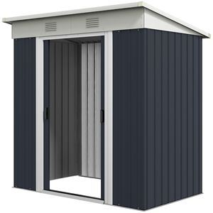 "<b>4x6</b> Metal Garden Shed with Dual Locking Doors 2 Air Vents Steel <b>Frame</b> Backyard Lawn Storage Black" - Product Image 1