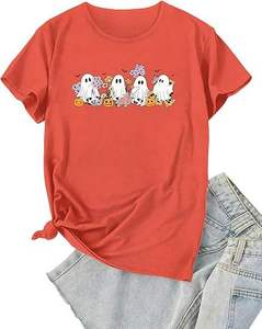T-shirts décontractés pour femmes, coupe classique, tendance estivale, avec manches raglan contrastées, 100% coton tissé, motif imprimé - Product Image 3