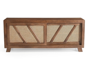 Mueble de TV Moderno con Puerta Corredera de Mimbre para el Hogar - Product Image 4