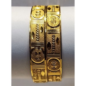 Premium Textured Circle Motif Gold Finish Metal Craft Bangles <b>Set</b> Designer Traditional <b>Bracelet</b> Jewelry for Women - Product Image 6